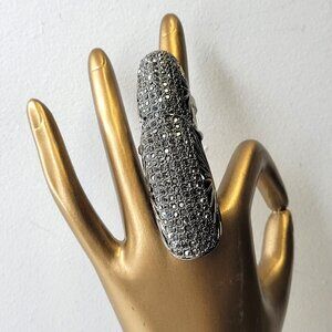 Flamboyant Designer type Knuckle Ring, Unique Knuckle Ring, Black diamond Ring